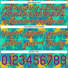 Charger l'image dans la galerie, Custom Kelly Green Purple-Gold 3D Pattern Design Palm Trees Pineapples Authentic Basketball Shorts