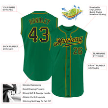 Загрузить изображение в средство просмотра галереи, Custom Kelly Green Black-Gold Authentic Sleeveless Baseball Jersey