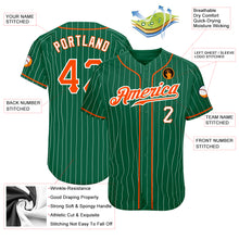 Load image into Gallery viewer, Custom Kelly Green White Pinstripe Orange-White Authentic Baseball Jersey