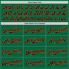 Load image into Gallery viewer, Custom Kelly Green Black Pinstripe Black-Old Gold Authentic Baseball Jersey