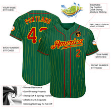 Load image into Gallery viewer, Custom Kelly Green Gold Pinstripe Red-Gold Authentic Baseball Jersey