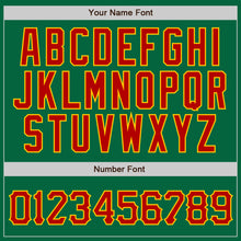 Load image into Gallery viewer, Custom Kelly Green Gold Pinstripe Red-Gold Authentic Baseball Jersey