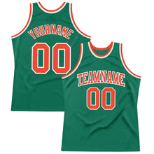 Charger l'image dans la galerie, Custom Kelly Green Orange-White Authentic Throwback Basketball Jersey
