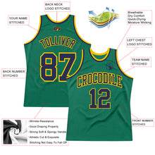 Laden Sie das Bild in den Galerie-Viewer, Custom Kelly Green Navy-Gold Authentic Throwback Basketball Jersey