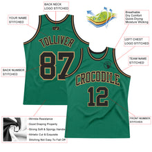 Загрузить изображение в средство просмотра галереи, Custom Kelly Green Black-Old Gold Authentic Throwback Basketball Jersey