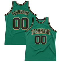 Загрузить изображение в средство просмотра галереи, Custom Kelly Green Black-Old Gold Authentic Throwback Basketball Jersey