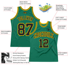 Загрузить изображение в средство просмотра галереи, Custom Kelly Green Black-Gold Authentic Throwback Basketball Jersey