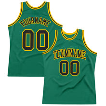 Загрузить изображение в средство просмотра галереи, Custom Kelly Green Black-Gold Authentic Throwback Basketball Jersey