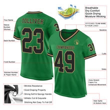 Загрузить изображение в средство просмотра галереи, Custom Grass Green Black-Old Gold Mesh Authentic Throwback Football Jersey