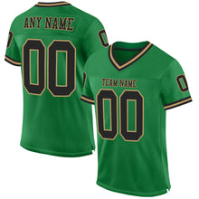 Загрузить изображение в средство просмотра галереи, Custom Grass Green Black-Old Gold Mesh Authentic Throwback Football Jersey