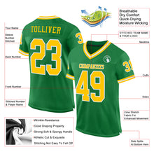 Загрузить изображение в средство просмотра галереи, Custom Grass Green Gold-White Mesh Authentic Throwback Football Jersey