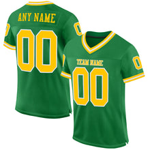 Загрузить изображение в средство просмотра галереи, Custom Grass Green Gold-White Mesh Authentic Throwback Football Jersey