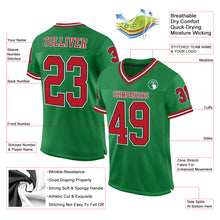 Загрузить изображение в средство просмотра галереи, Custom Grass Green Red-Black Mesh Authentic Throwback Football Jersey