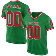 Загрузить изображение в средство просмотра галереи, Custom Grass Green Red-Black Mesh Authentic Throwback Football Jersey