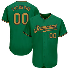 Load image into Gallery viewer, Custom Kelly Green Old Gold-Black Authentic Baseball Jersey