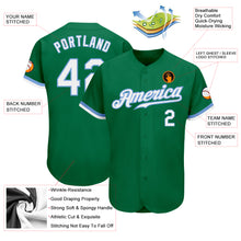 Load image into Gallery viewer, Custom Kelly Green White-Light Blue Authentic Baseball Jersey