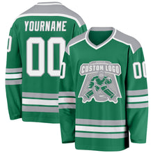 Charger l'image dans la galerie, Custom Kelly Green White-Gray Hockey Jersey