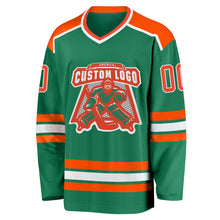 Load image into Gallery viewer, Custom Kelly Green Orange-White Hockey Jersey
