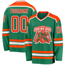 Charger l'image dans la galerie, Custom Kelly Green Orange-White Hockey Jersey