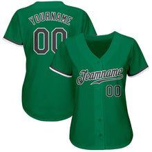 Load image into Gallery viewer, Custom Kelly Green Steel Gray-White Authentic Baseball Jersey