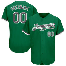 Load image into Gallery viewer, Custom Kelly Green Steel Gray-White Authentic Baseball Jersey