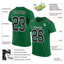 Load image into Gallery viewer, Custom Kelly Green Black-White Mesh Authentic Football Jersey
