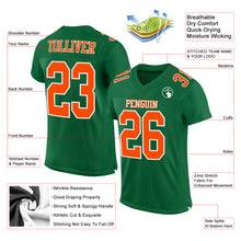 Laden Sie das Bild in den Galerie-Viewer, Custom Kelly Green Orange-White Mesh Authentic Football Jersey