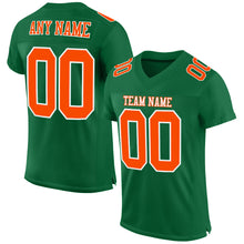 Laden Sie das Bild in den Galerie-Viewer, Custom Kelly Green Orange-White Mesh Authentic Football Jersey