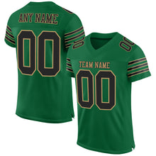 Load image into Gallery viewer, Custom Kelly Green Black-Old Gold Mesh Authentic Football Jersey