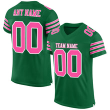 Load image into Gallery viewer, Custom Kelly Green Pink-White Mesh Authentic Football Jersey