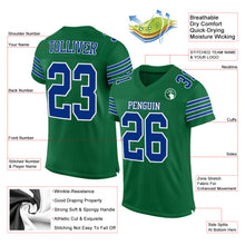 Laden Sie das Bild in den Galerie-Viewer, Custom Kelly Green Royal-White Mesh Authentic Football Jersey