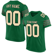 Load image into Gallery viewer, Custom Kelly Green Cream-Black Mesh Authentic Football Jersey