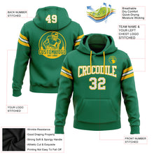 Загрузить изображение в средство просмотра галереи, Custom Stitched Kelly Green White-Gold Football Pullover Sweatshirt Hoodie