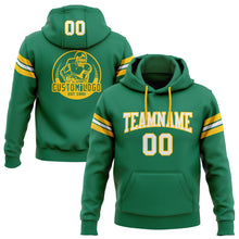 Загрузить изображение в средство просмотра галереи, Custom Stitched Kelly Green White-Gold Football Pullover Sweatshirt Hoodie