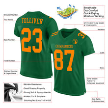 Laden Sie das Bild in den Galerie-Viewer, Custom Kelly Green Bay Orange Mesh Authentic Football Jersey