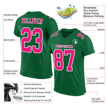 Laden Sie das Bild in den Galerie-Viewer, Custom Kelly Green Hot Pink-White Mesh Authentic Football Jersey