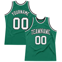 Load image into Gallery viewer, Custom Kelly Green White-Black Authentic Throwback Basketball Jersey