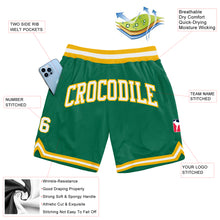 Laden Sie das Bild in den Galerie-Viewer, Custom Kelly Green White-Gold Authentic Throwback Basketball Shorts