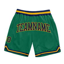 Загрузить изображение в средство просмотра галереи, Custom Kelly Green Navy-Gold Authentic Throwback Basketball Shorts