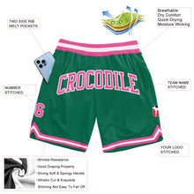 Load image into Gallery viewer, Custom Kelly Green Pink-White Authentic Throwback Basketball Shorts