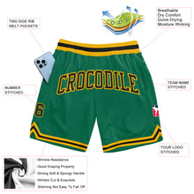 Load image into Gallery viewer, Custom Kelly Green Black-Gold Authentic Throwback Basketball Shorts
