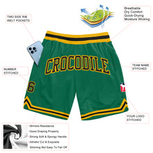 Загрузить изображение в средство просмотра галереи, Custom Kelly Green Black-Gold Authentic Throwback Basketball Shorts
