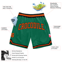 Load image into Gallery viewer, Custom Kelly Green Orange-Black Authentic Throwback Basketball Shorts