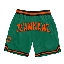 Load image into Gallery viewer, Custom Kelly Green Orange-Black Authentic Throwback Basketball Shorts