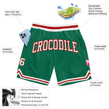 Загрузить изображение в средство просмотра галереи, Custom Kelly Green White-Red Authentic Throwback Basketball Shorts