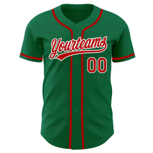 Загрузить изображение в средство просмотра галереи, Custom Kelly Green Red-White Authentic Baseball Jersey