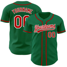 Загрузить изображение в средство просмотра галереи, Custom Kelly Green Red-White Authentic Baseball Jersey