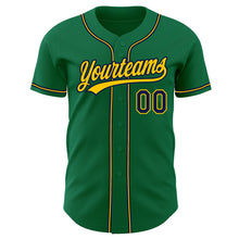 Load image into Gallery viewer, Custom Kelly Green Navy-Gold Authentic Baseball Jersey