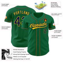 Load image into Gallery viewer, Custom Kelly Green Navy-Gold Authentic Baseball Jersey