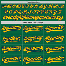 Load image into Gallery viewer, Custom Kelly Green Navy-Gold Authentic Baseball Jersey